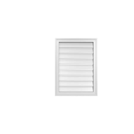Ekena Millwork Vertical Surface Mount PVC Gable Vent: Functional, w/ 2"W x 1-1/2"P Brickmould Frame, 22"W x 30"H GVPVE22X3002SF